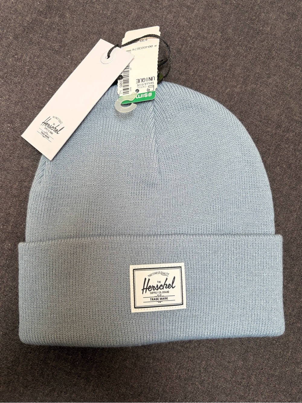 Herschel Supply Company Light Blue Knit Cuffed Beanie with Logo Patch